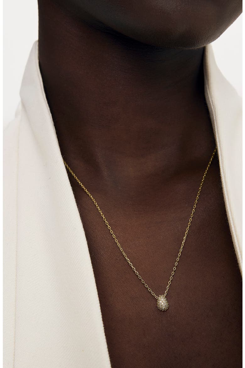 Mini Pavé Cubic Zirconia Pendant Necklace, Alternate, color, WHITE CZ/ GOLD
