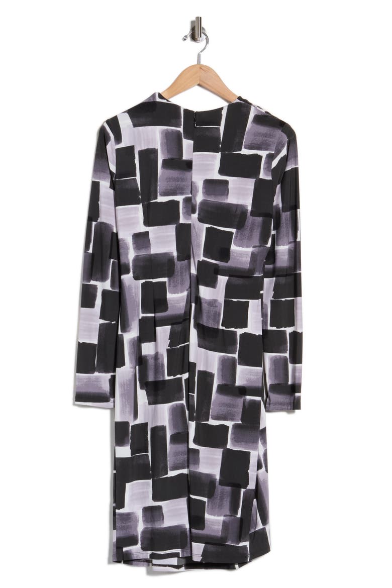 Long Sleeve Faux Wrap Dress, Alternate, color, BLACK MULTI