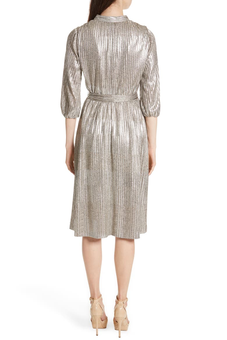 Katina Metallic Wrap Dress, Alternate, color, GOLD