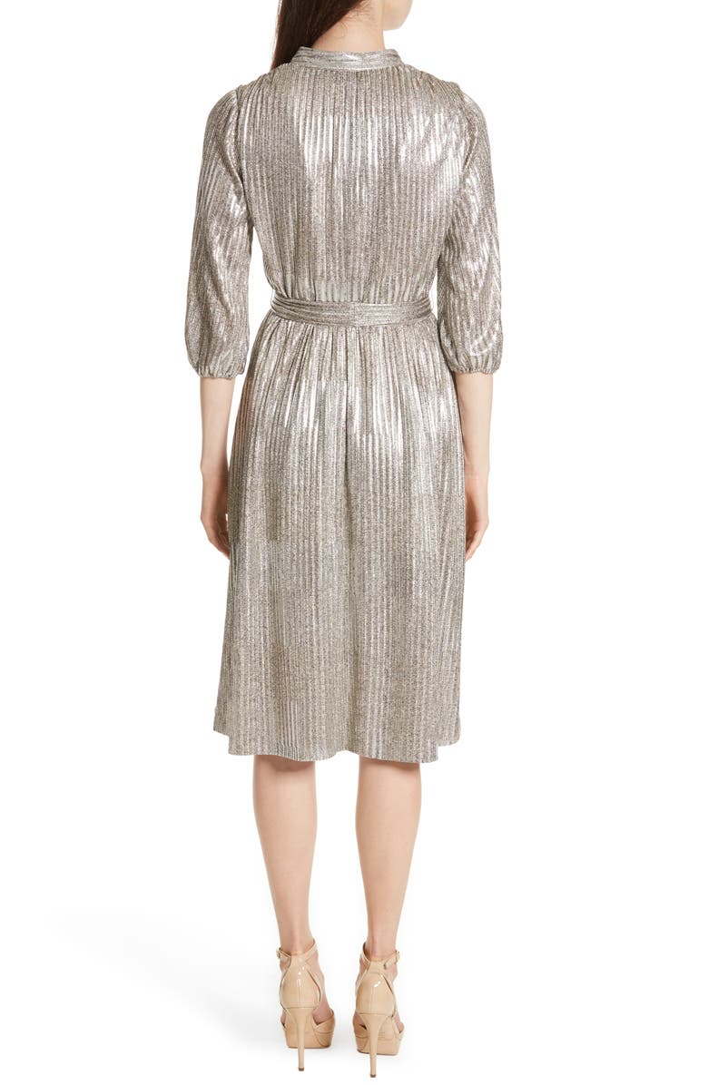 Alice + Olivia Katina Metallic Wrap Dress, Alternate, color,
