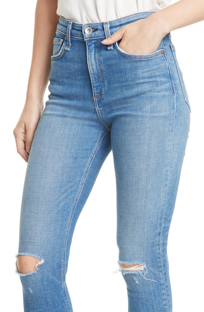 rag & bone Nina Ripped Fray Hem Ankle Skinny Jeans, Alternate, color, 