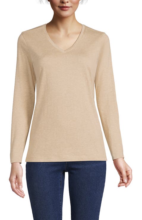 Relaxed Supima Cotton Long Sleeve V-Neck T-Shirt