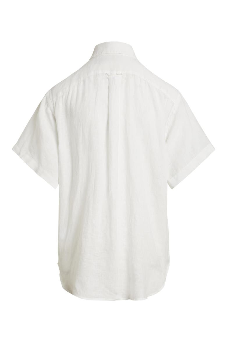 Oversize Short Sleeve Linen Button-Up Shirt, Alternate, color, CLASSIC OXFORD WHITE