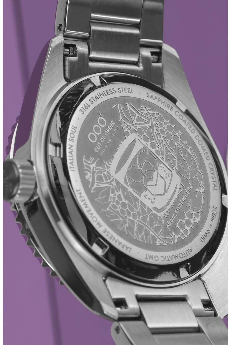 Shaker Automatic GMT Ultra Brushed Bracelet Watch, 40mm, Alternate, color, DARK VIOLET