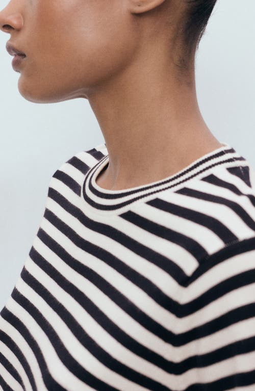 Mango Stripe Short Sleeve Sweater In Multi