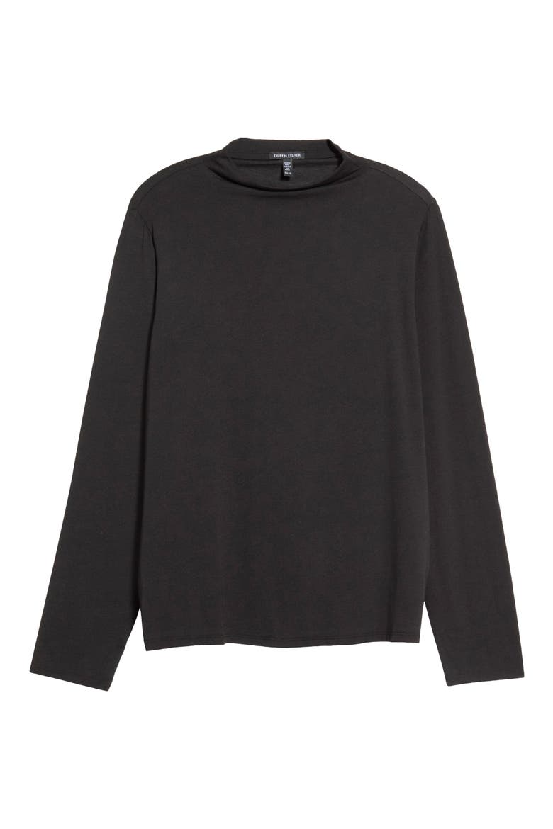Funnel Neck Long Sleeve Top, Main, color, BLACK