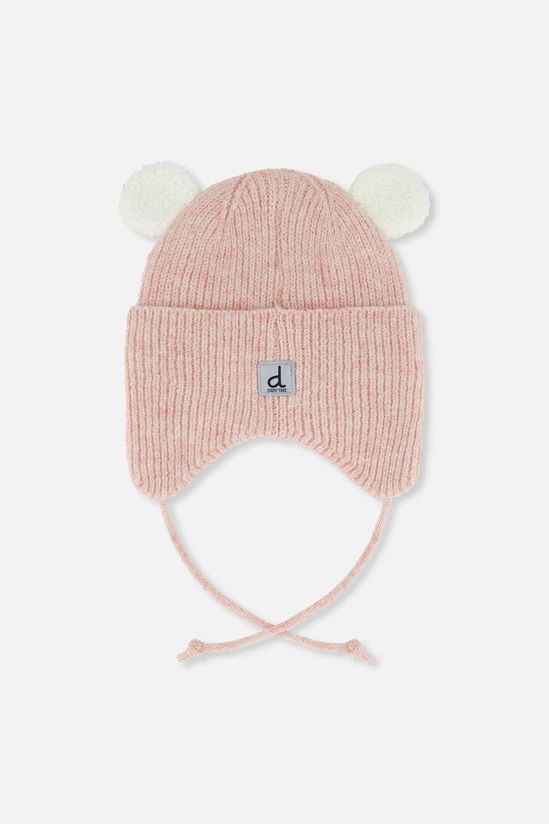 Fleece Lined Bear Ear Winter Knit Hat with Ear Flaps, Alternate, color, Pale Dusty Pink