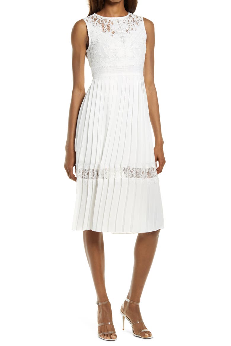 Chiffon Midi Dress, Main, color, WHITE