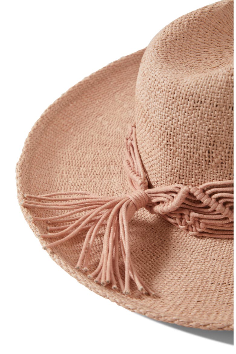 Matteo Macramé Accent Straw Hat, Alternate, color, SOFT PINK