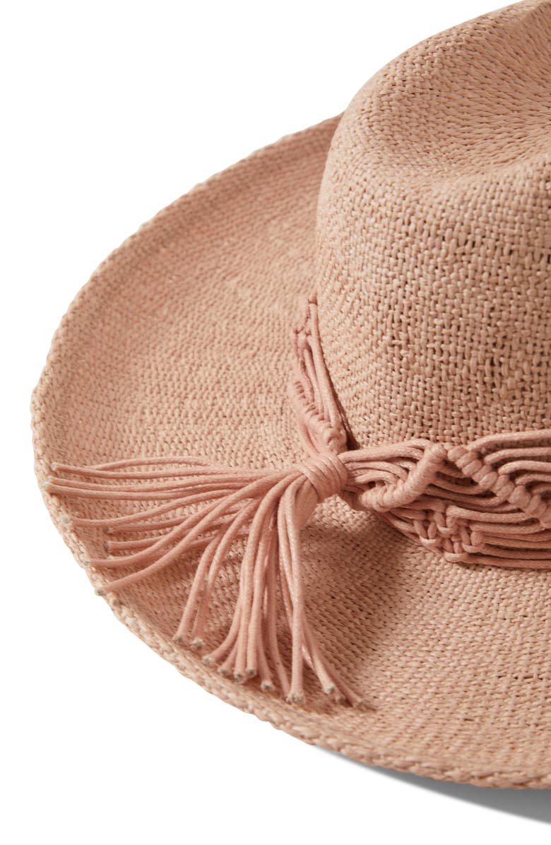 Brixton Matteo Macramé Accent Straw Hat, Alternate, color, Soft Pink