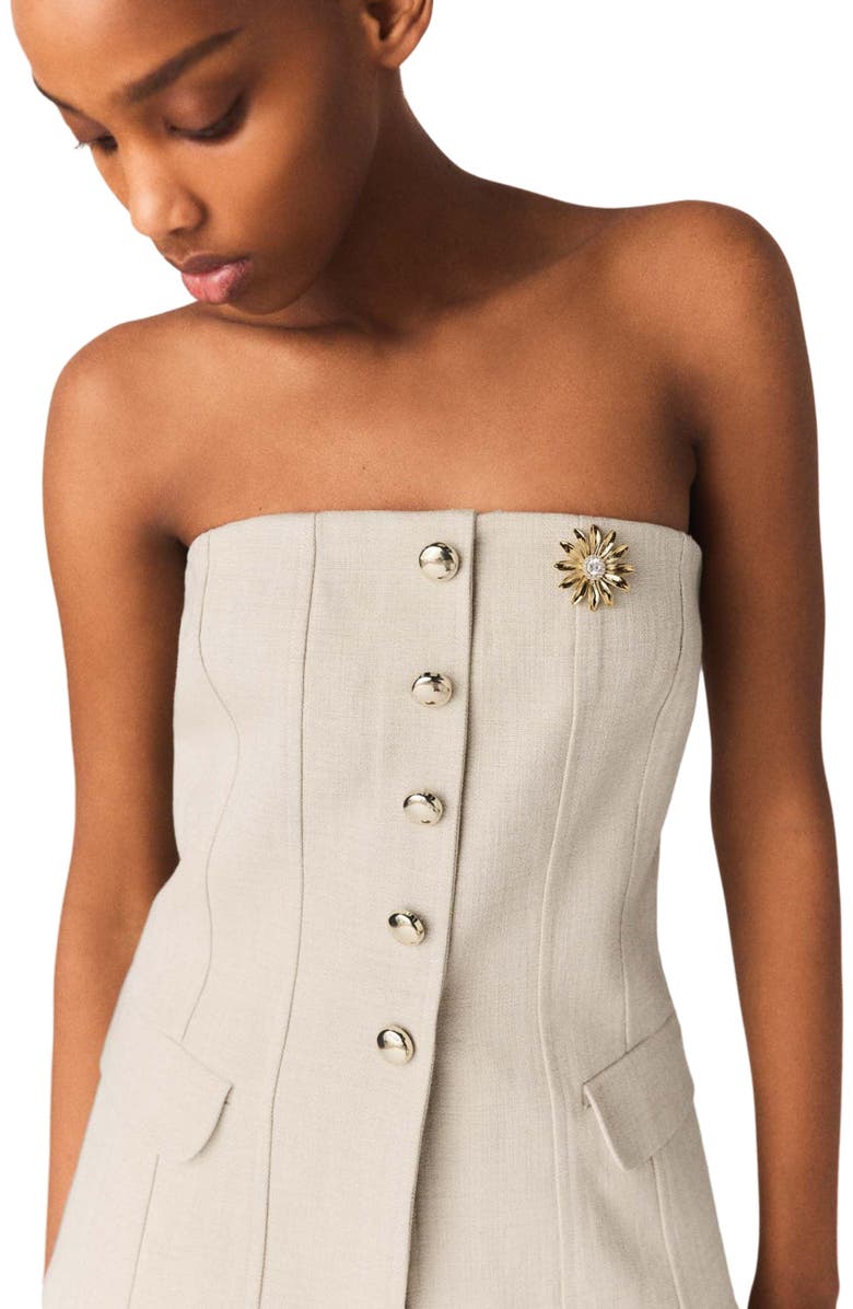 maje Tailored bustier top, Alternate, color, Beige