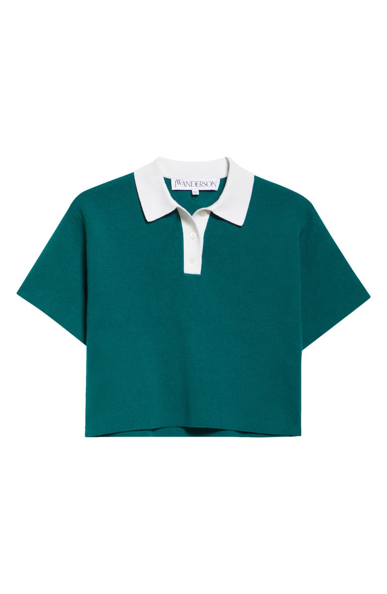 JW Anderson Logo Embroidered Stretch Cotton Crop Polo, Alternate, color,