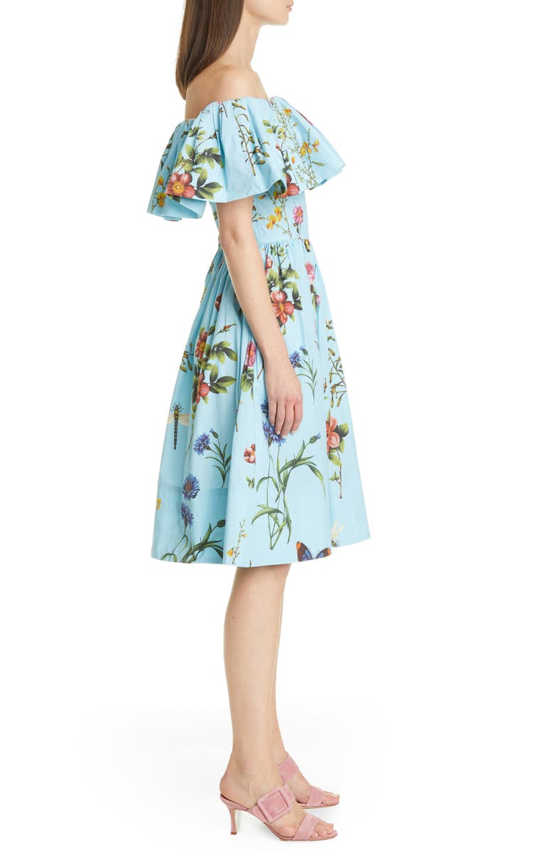 Oscar de la Renta Floral Off the Shoulder Dress, Alternate, color, 
