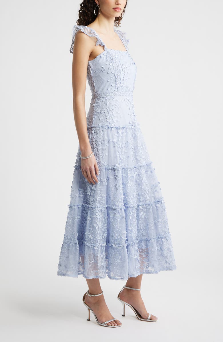 Chelsea28 3D Floral Lace Tiered Maxi Dress, Alternate, color, Blue Halogen