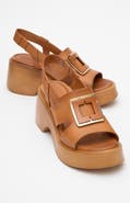 Forever & Always Shoes Lucia Leather Buckle Platform Sandal