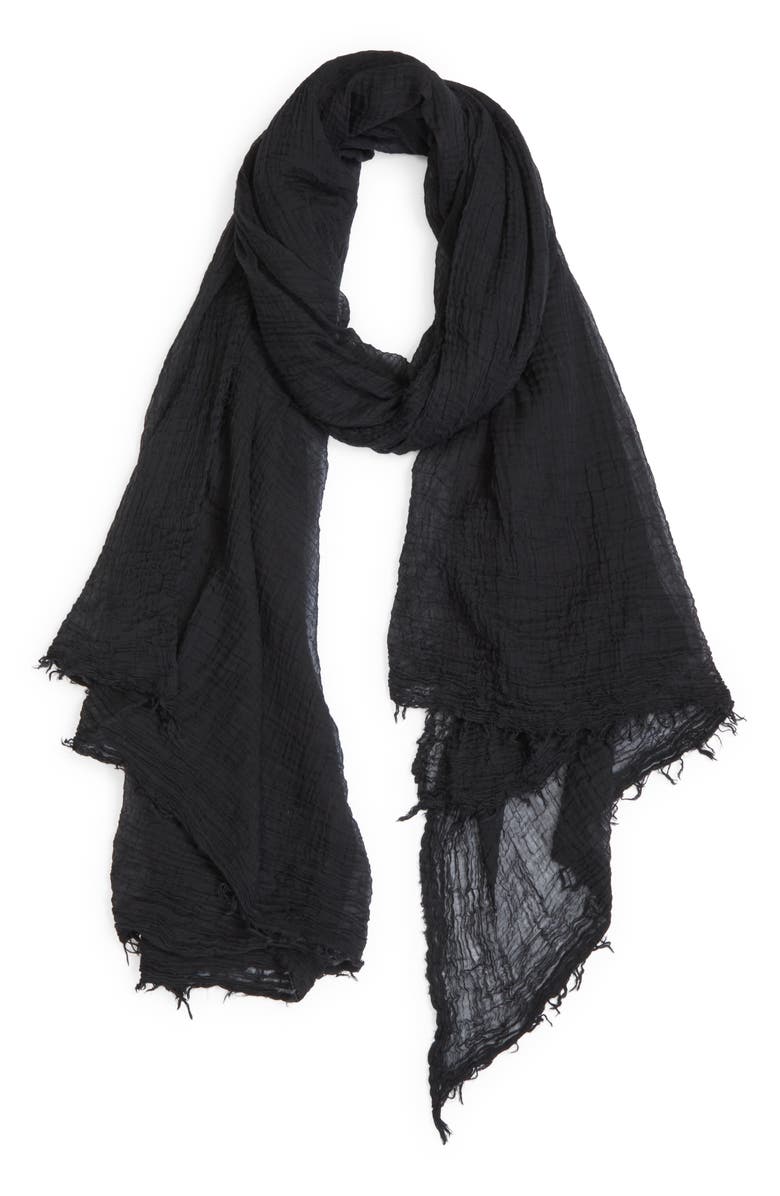 TOTEME Crinkled Gauze Scarf, Alternate, color, Black
