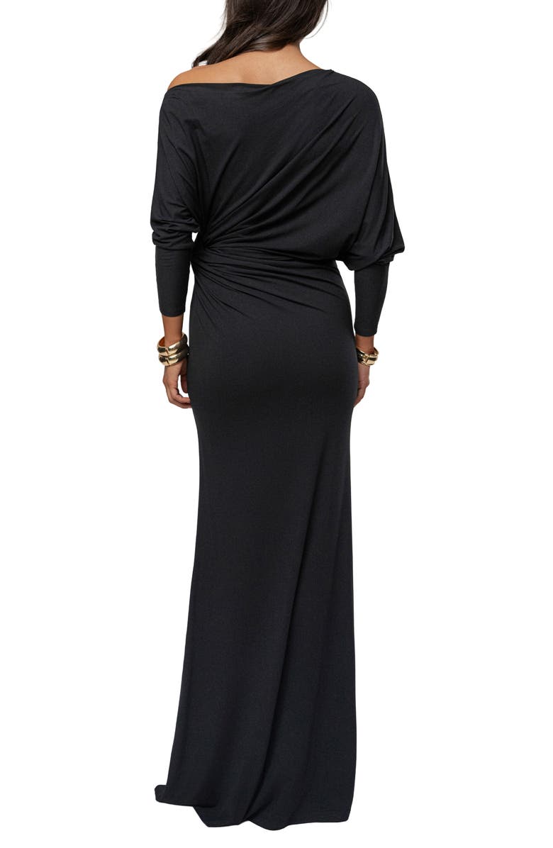 JLUXLABEL Eternal Obession One-Shoulder Long Sleeve Maxi Dress, Alternate, color, Black