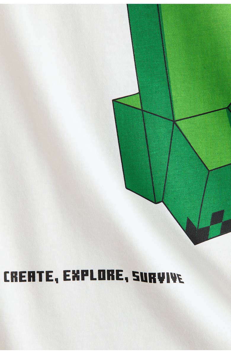 H&M Oversized Printed T-shirt, Alternate, color, White/Minecraft