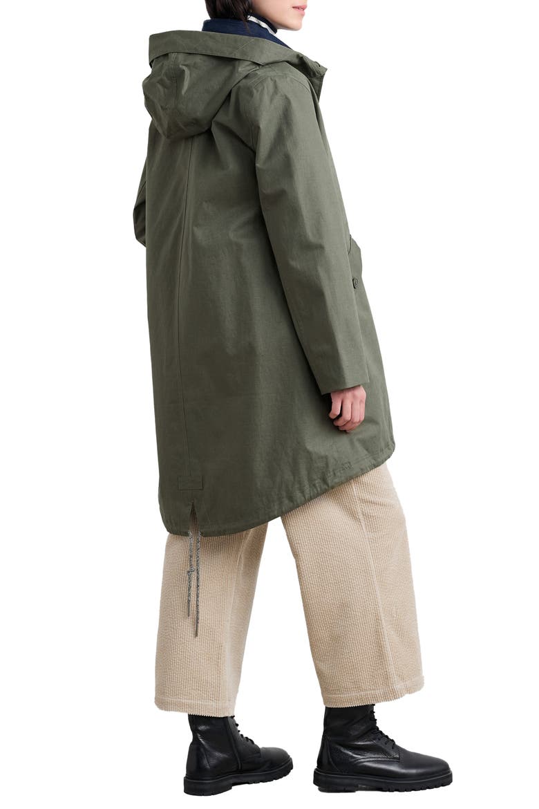 Seafaring Waterproof Linen & Cotton Hooded Coat, Alternate, color, TRELLIS