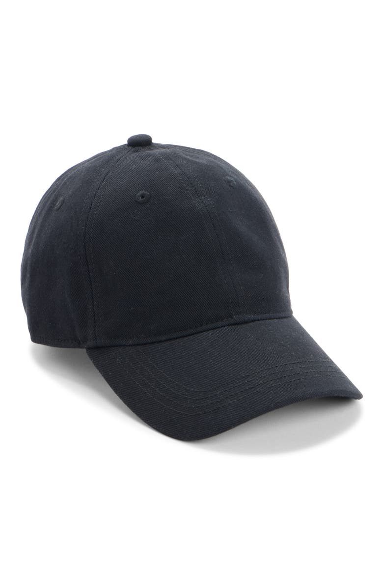 Carliy Embroidered Back Logo Adjustable Baseball Cap, Main, color, BLACK