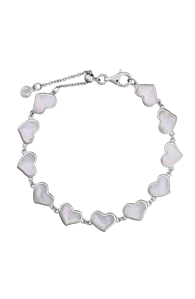 Jan Leslie All Around Heart Bracelet Set In Sterling Silver, Main, color, White