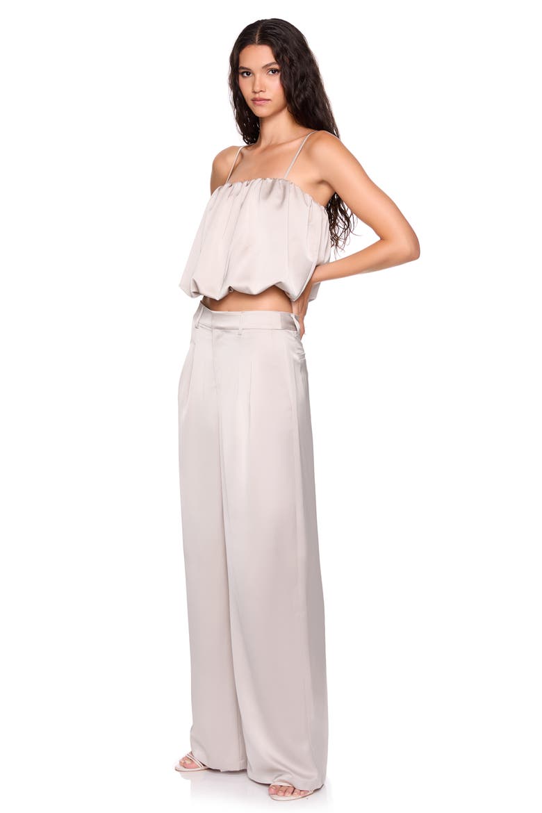 Pleated Satin Pants, Alternate, color, SANDSTONE