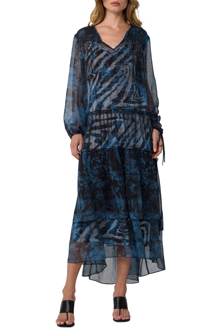 Zena Long Sleeve Maxi Dress, Main, color, PAYSAGE CARFU ZEBRA MIST