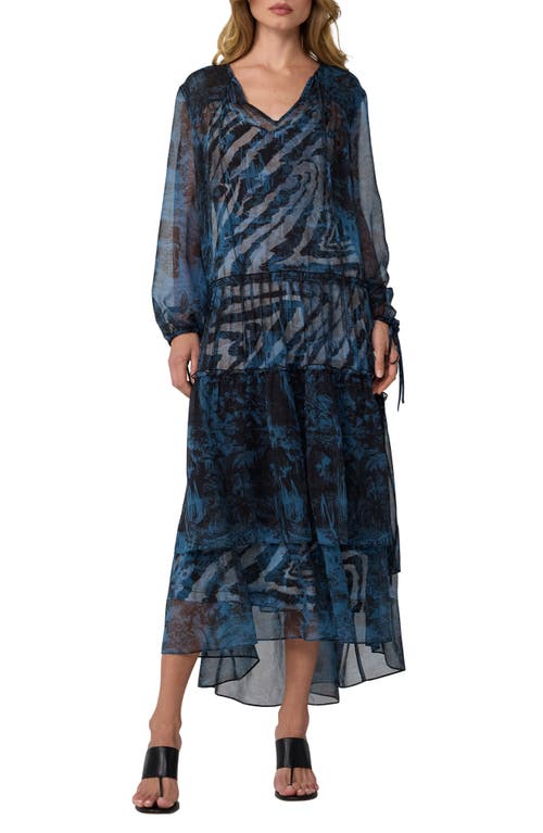 Diane von Furstenberg Zena Long Sleeve Maxi Dress in Paysage Carfu Zebra Mist at Nordstrom, Size Small