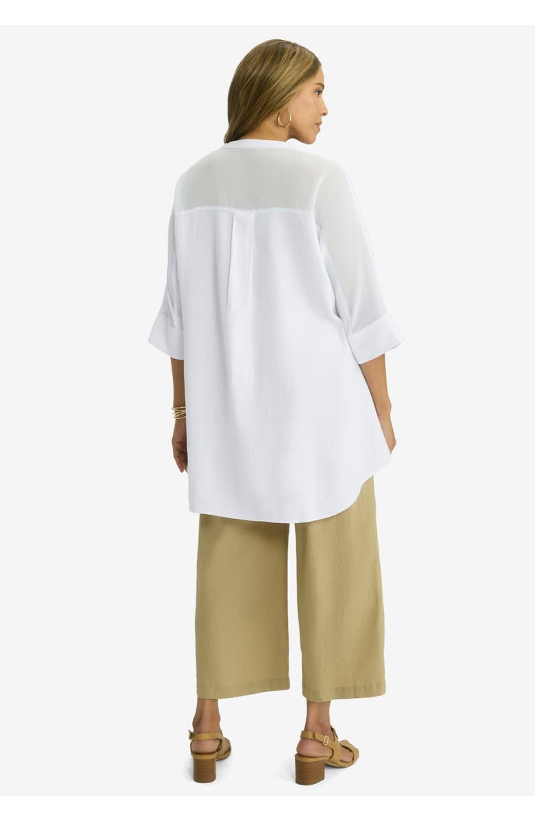 Jessica London Hi-Low Linen Tunic, Alternate, color, White