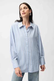 Joseph Ribkoff Tencel Stripe Print Boxy Blouse