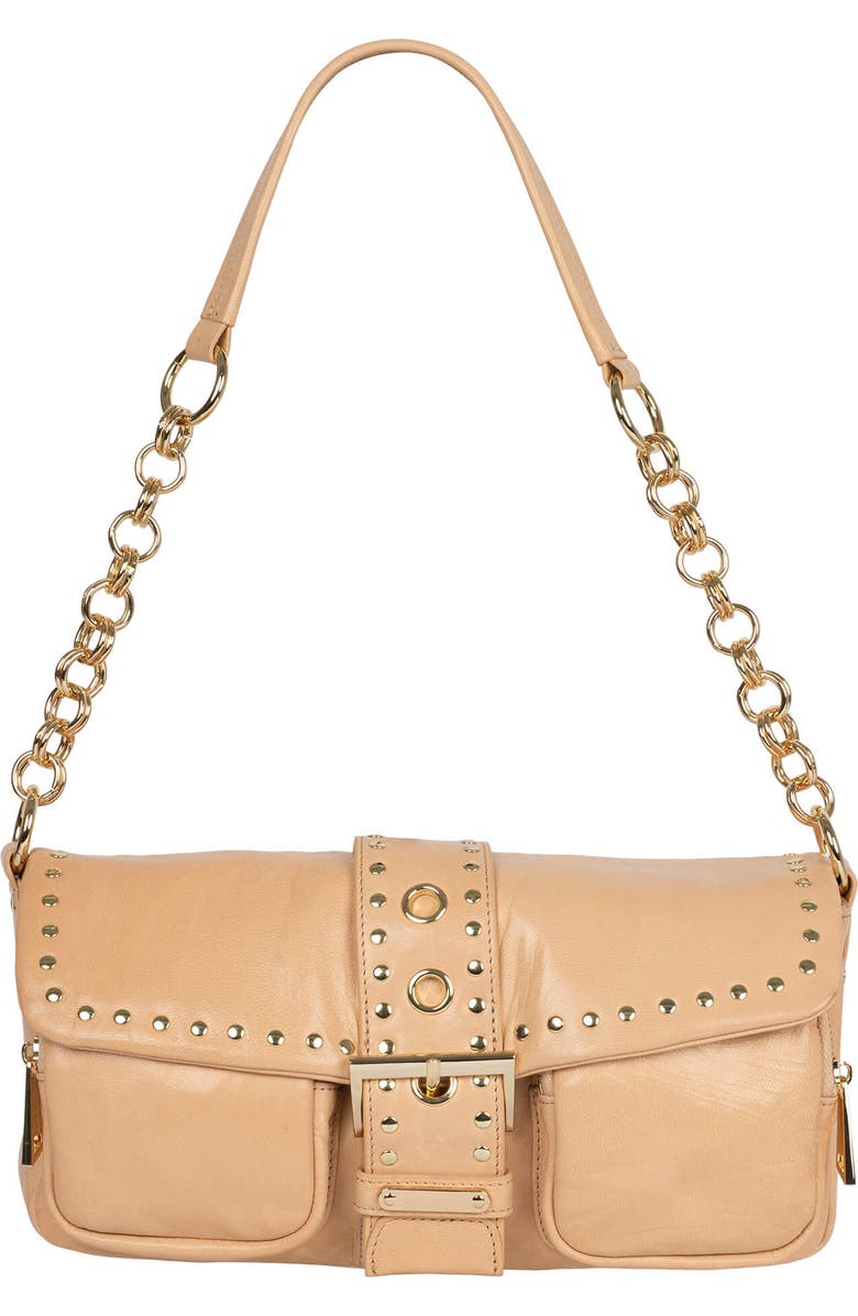 Jeffrey Campbell Night Out Leather Shoulder Bag, Main, color, Natural