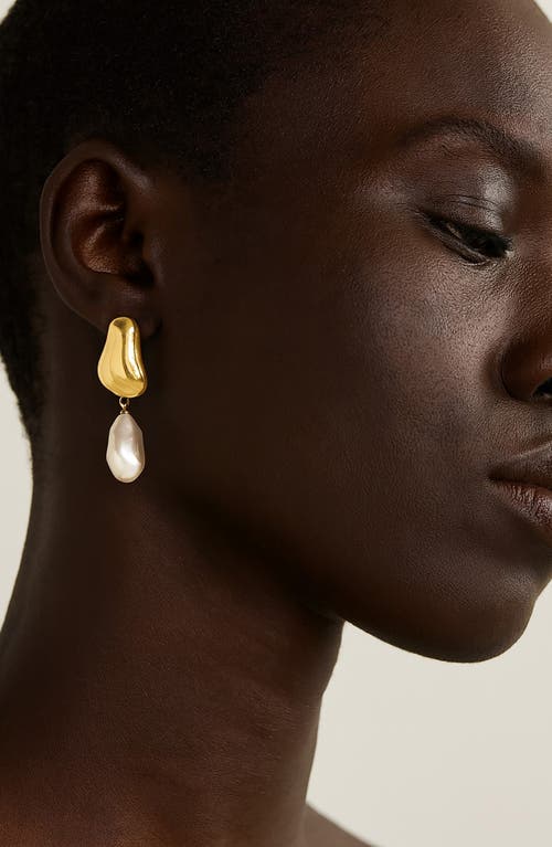 Rivka Friedman 18k Gold Plated Pebble Faux Pearl Drop Earrings In Gold