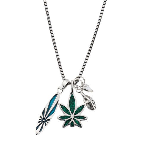 Sterling Silver Surf Charm Necklace