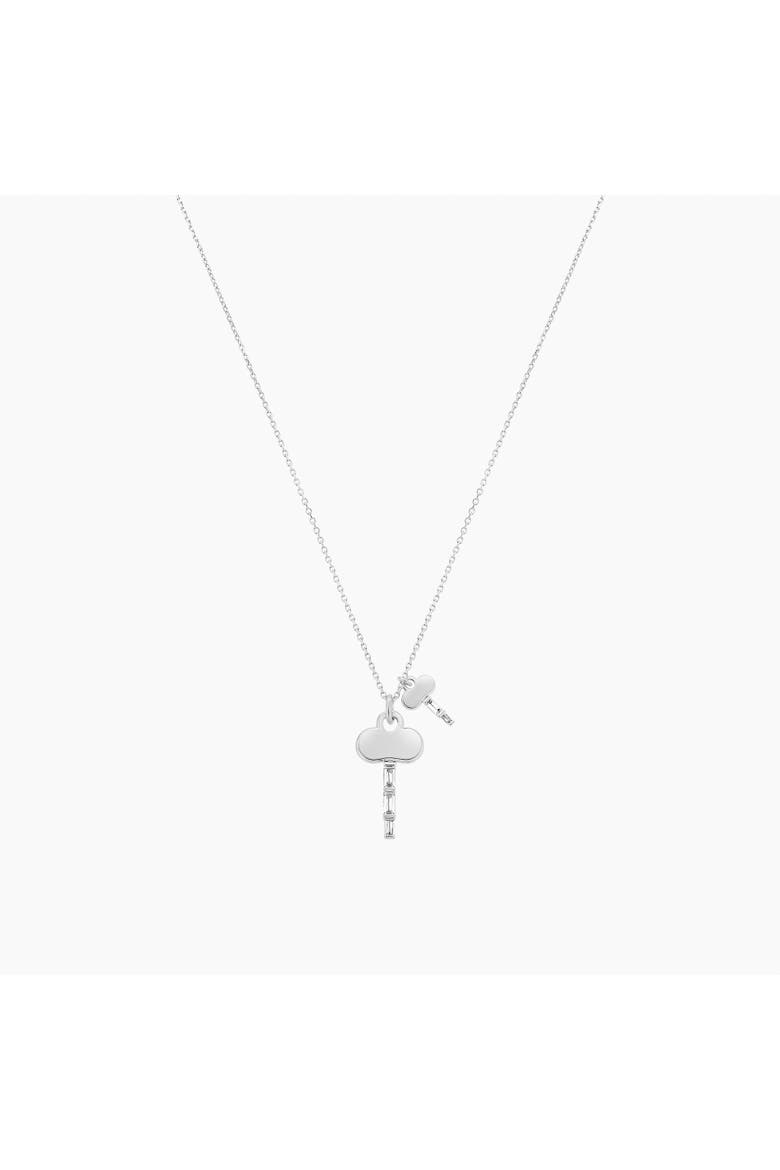 18k Gold Plated Sterling Silver Kailyn Double Key Pendant Necklace Gift Idea, Main, color, Silver