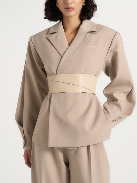 Marie Twist Sleeve Blazer with Belt