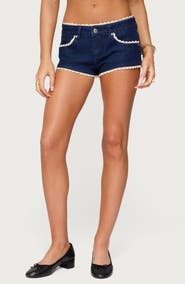 EDIKTED Maye Contrast Trim Denim Shorts