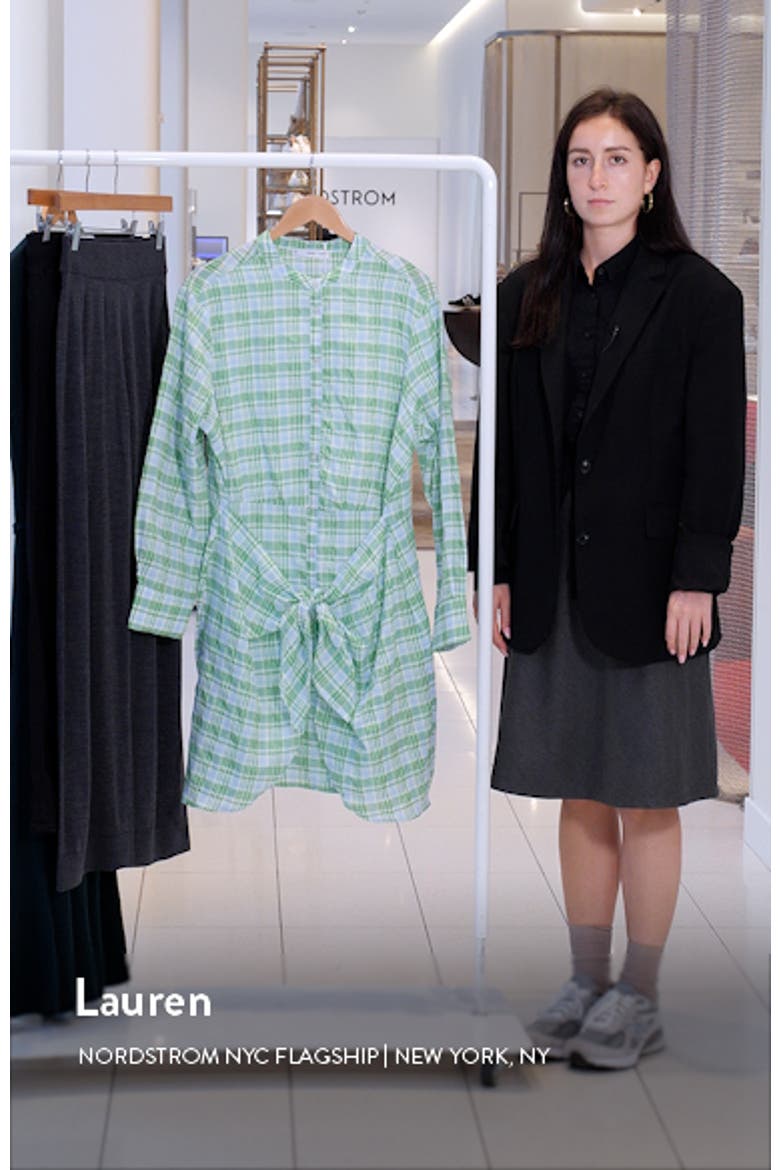 Check Tie Front Long Sleeve Shirtdress video