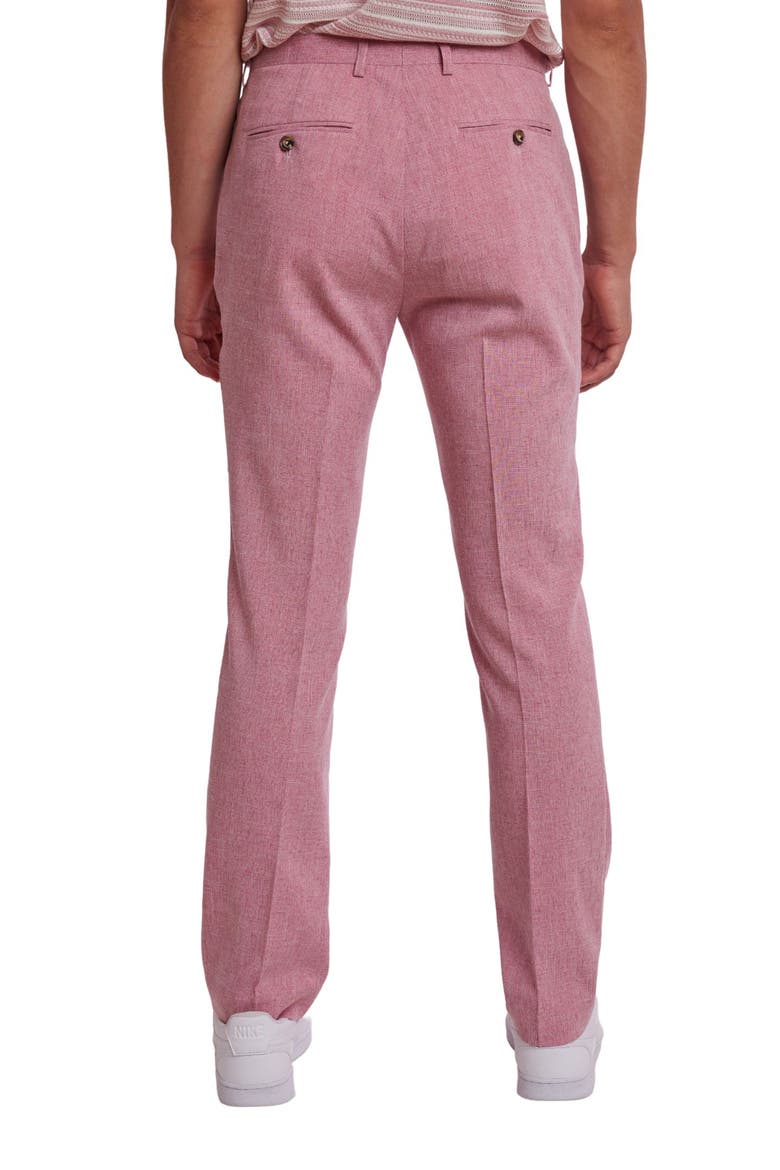 Downing Slim Flat Front Crosshatch Dress Pants, Alternate, color, PINK MELANGE