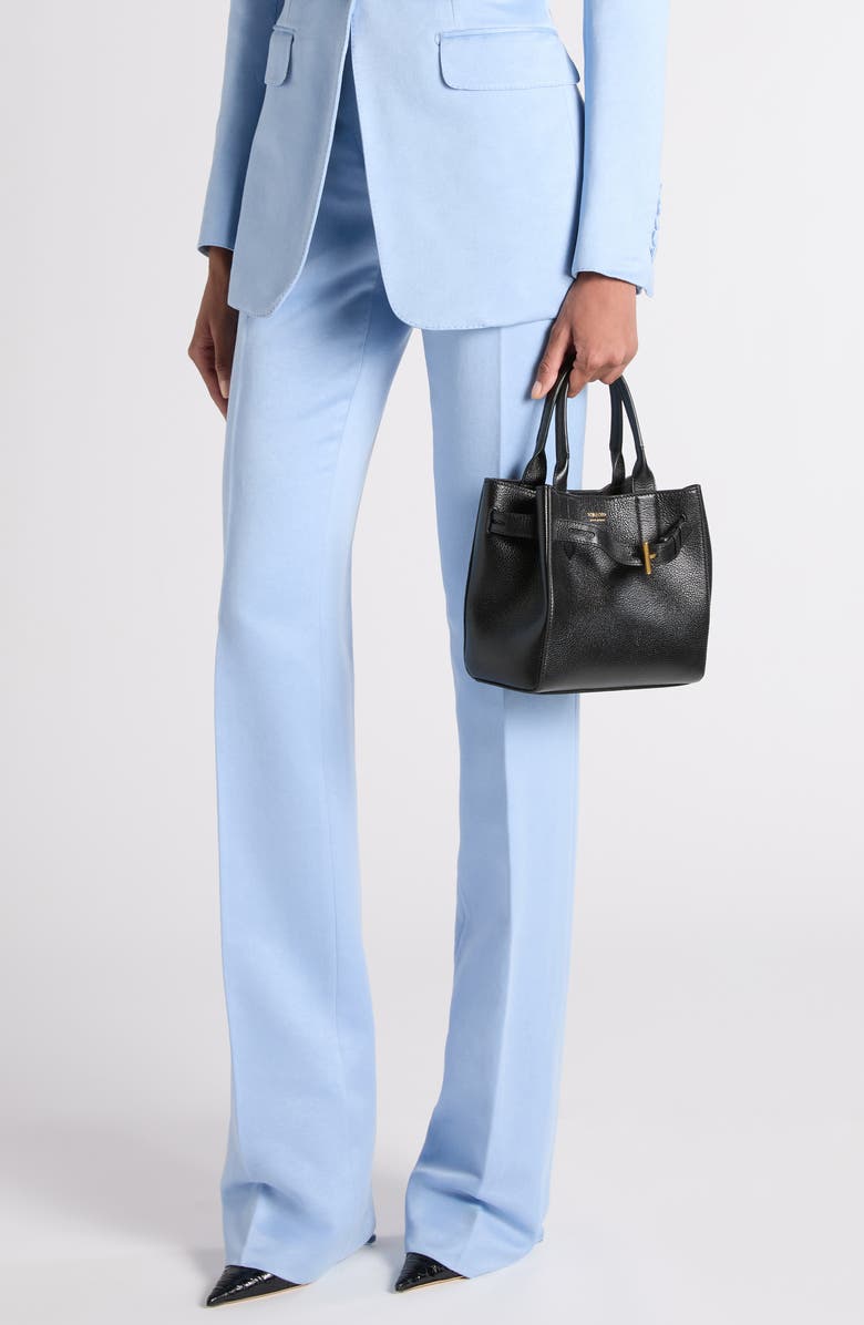 TOM FORD Small Audrey Grained Leather Tote, Alternate, color, Black