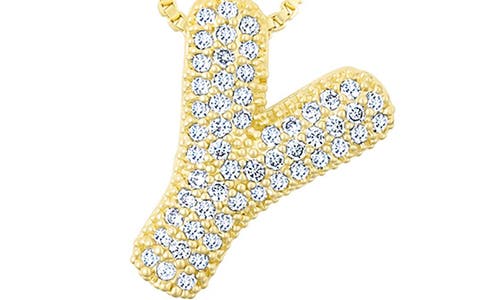 Adornia 14k Gold Plated Pave Bubble Letter Necklace In Gold-y
