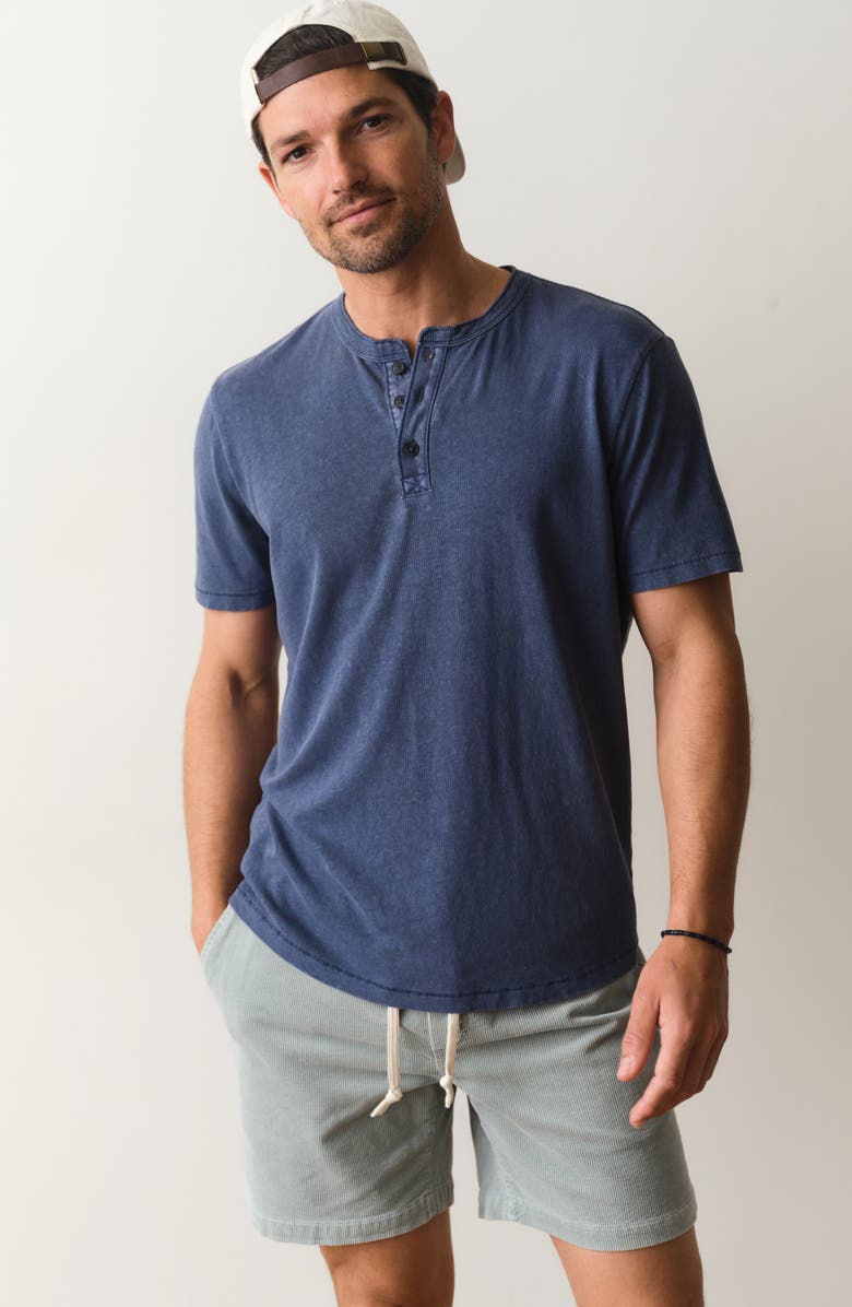 Marine Layer Short Sleeve Hemp & Cotton Henley, Alternate, color, Vintage Indigo