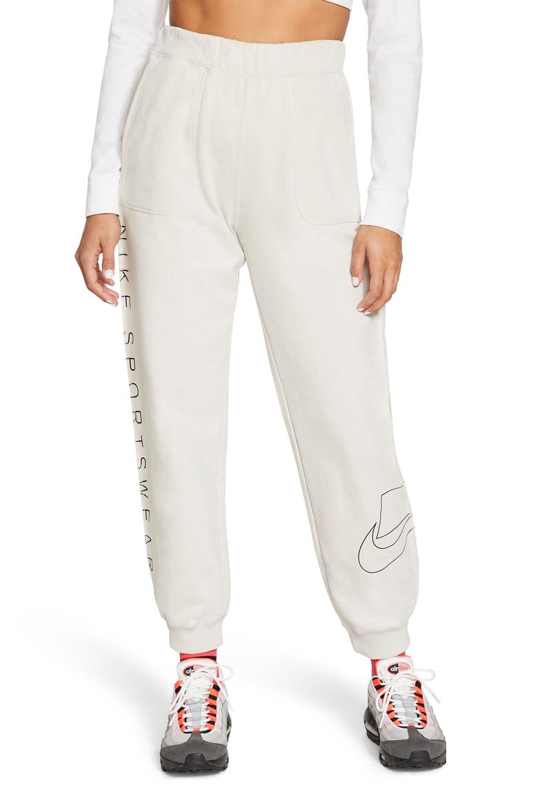 Sportswear Women's Fleece Pants, Main, color, LIGHT BONE/ BLACK