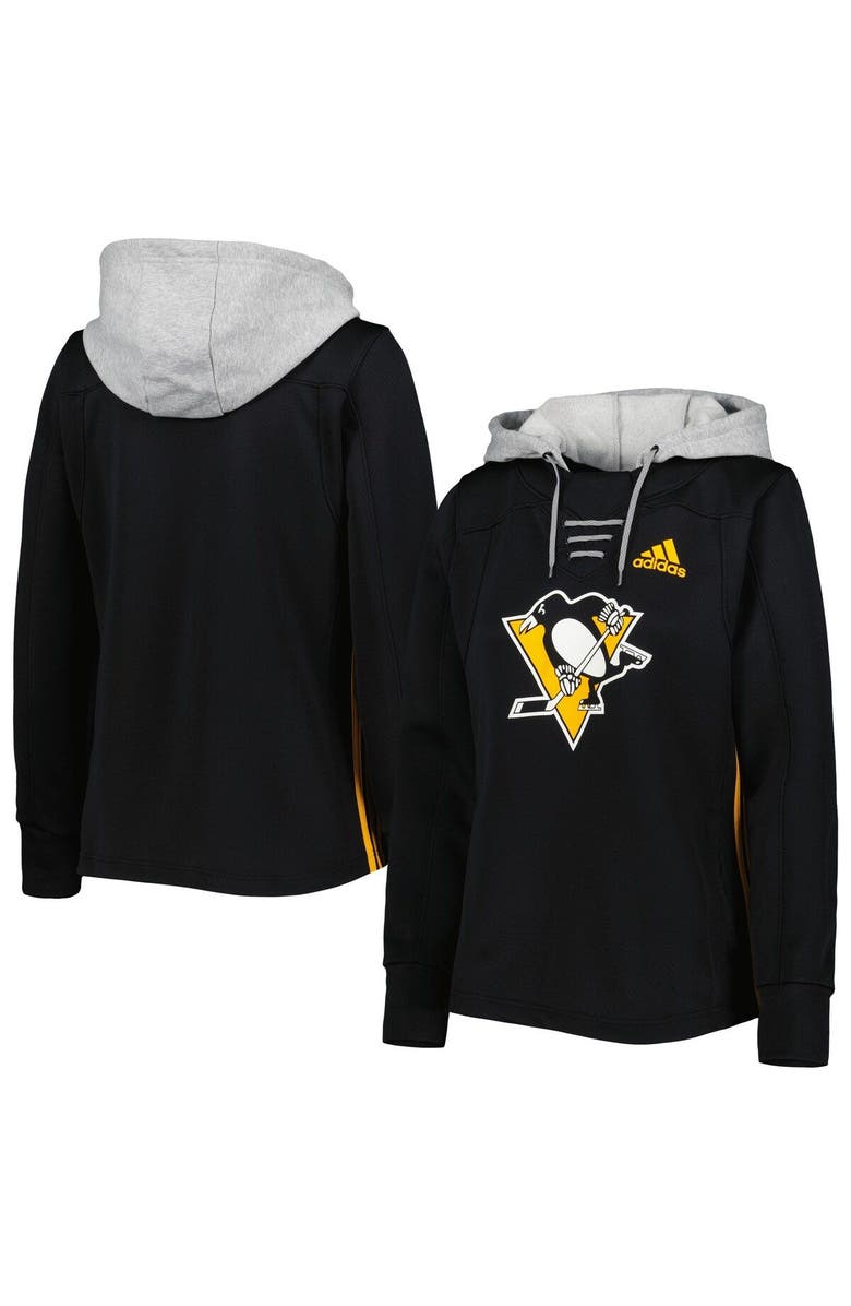 adidas Women's adidas Black Pittsburgh Penguins Skate Lace Primeblue Team Pullover Hoodie, Main, color, 