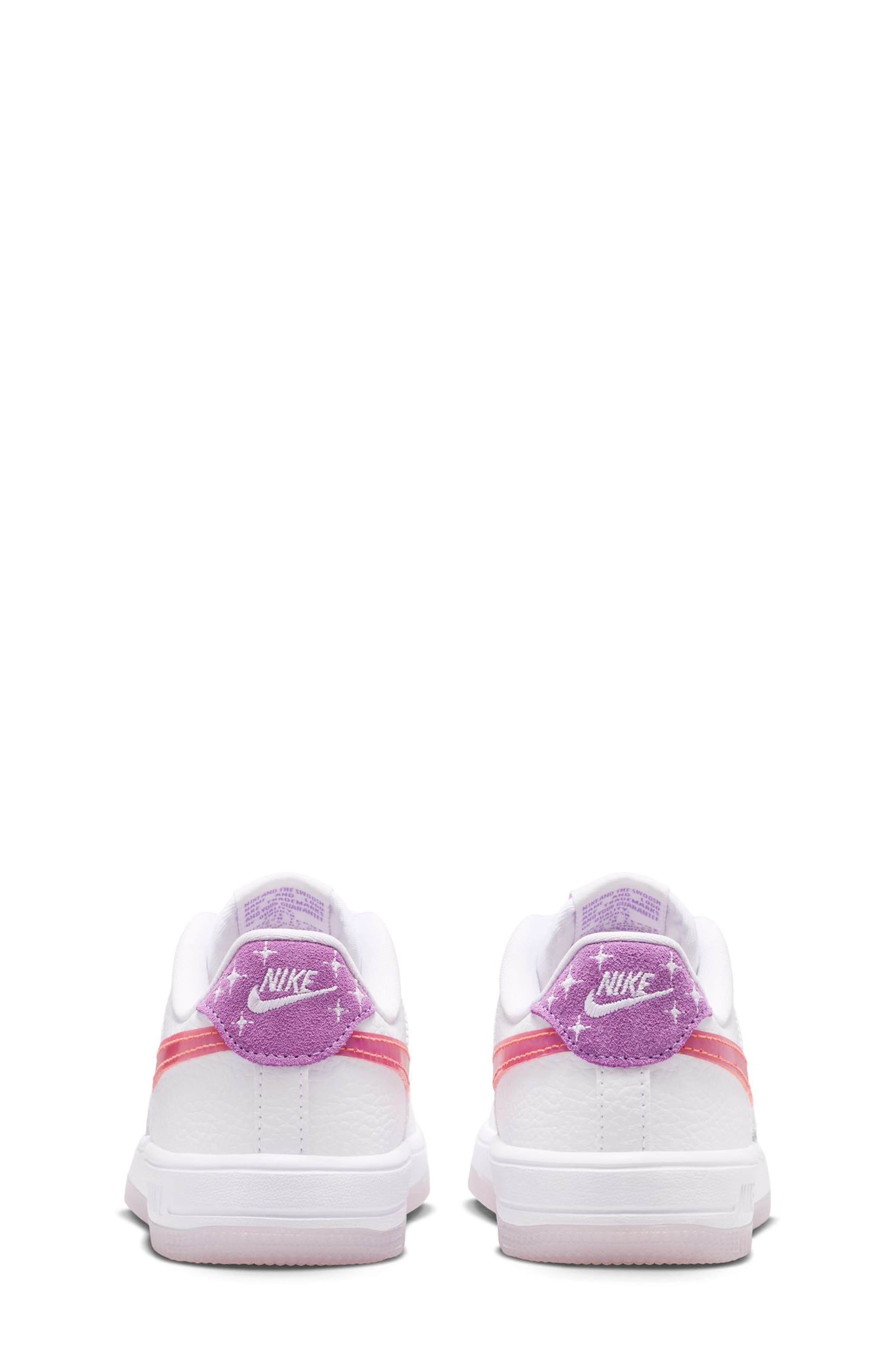 Nike Kids' Air Force 1 Sneaker, Alternate, color, White/ Bright Violet/ Orange
