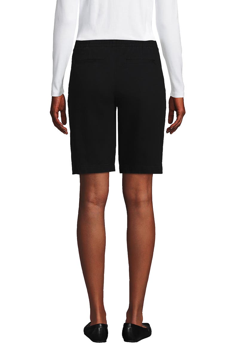 Lands' End Mid Rise Elastic Waist Pull On 10" Chino Bermuda Shorts, Alternate, color, Black