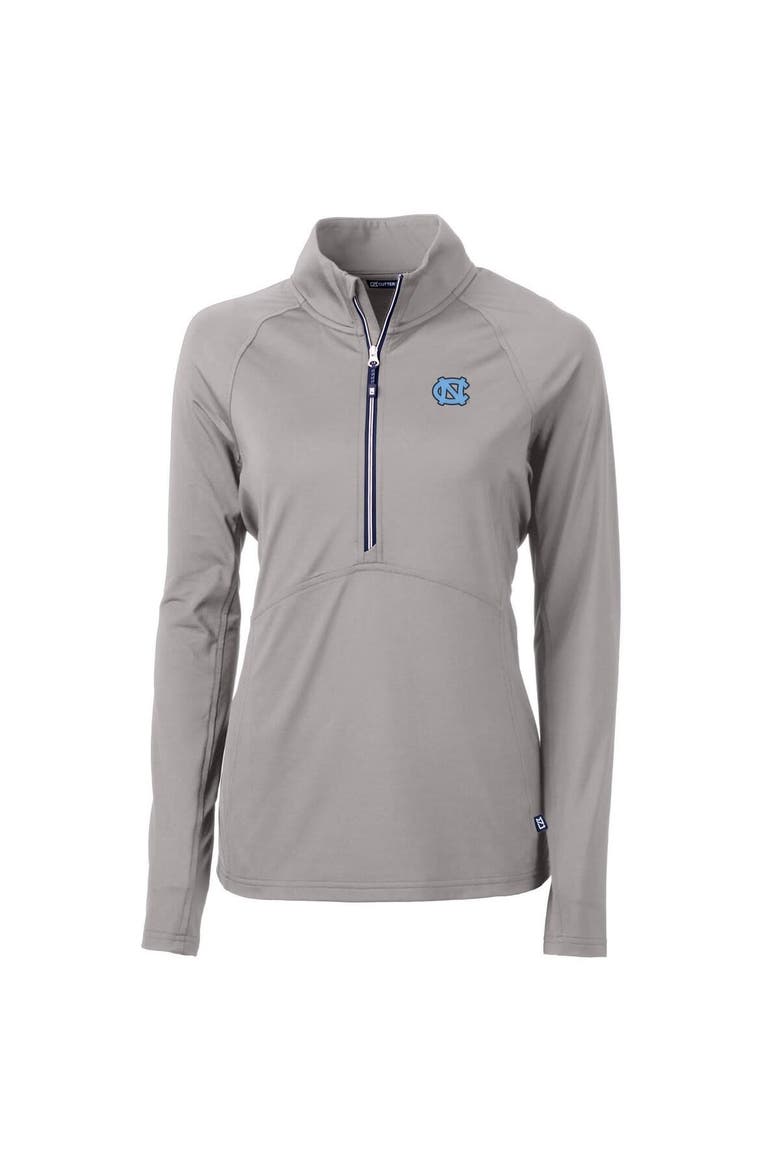 Women's Cutter & Buck Gray North Carolina Tar Heels Adapt Eco Knit Half-Zip Pullover Jacket, Main, color, Gray