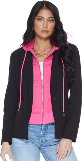 Hooded Helen Blazer in Black and Hot Pink