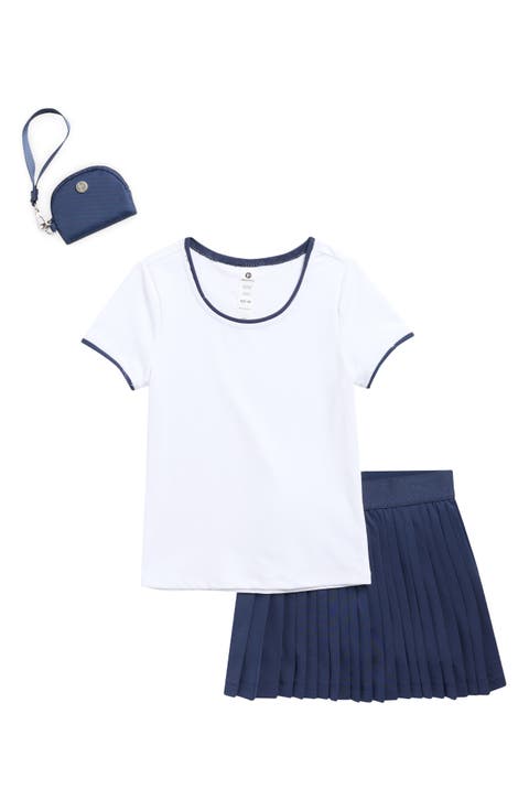 Kids' Lunatek Amaris Contrast Trim T-Shirt, Pleated Skirt & Pouch Set (Big Kid)