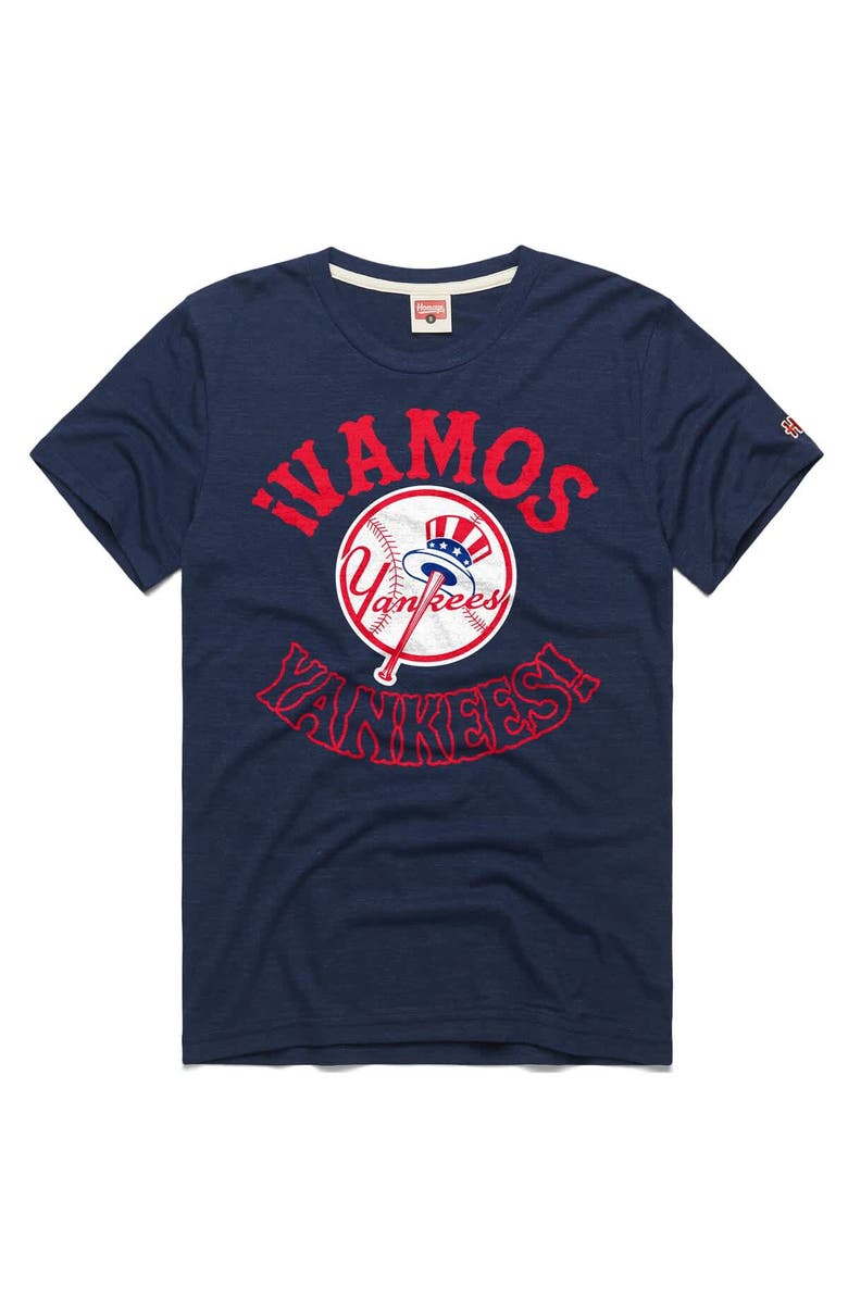 Homage Men's Homage Navy New York Yankees Vamos Tri-Blend T-Shirt, Main, color, Navy