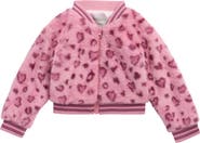 Tractr Kids' Heart Leopard Faux Fur Jacket